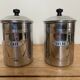 Set of two chrome-plated copper coffee/sugar jars stamped