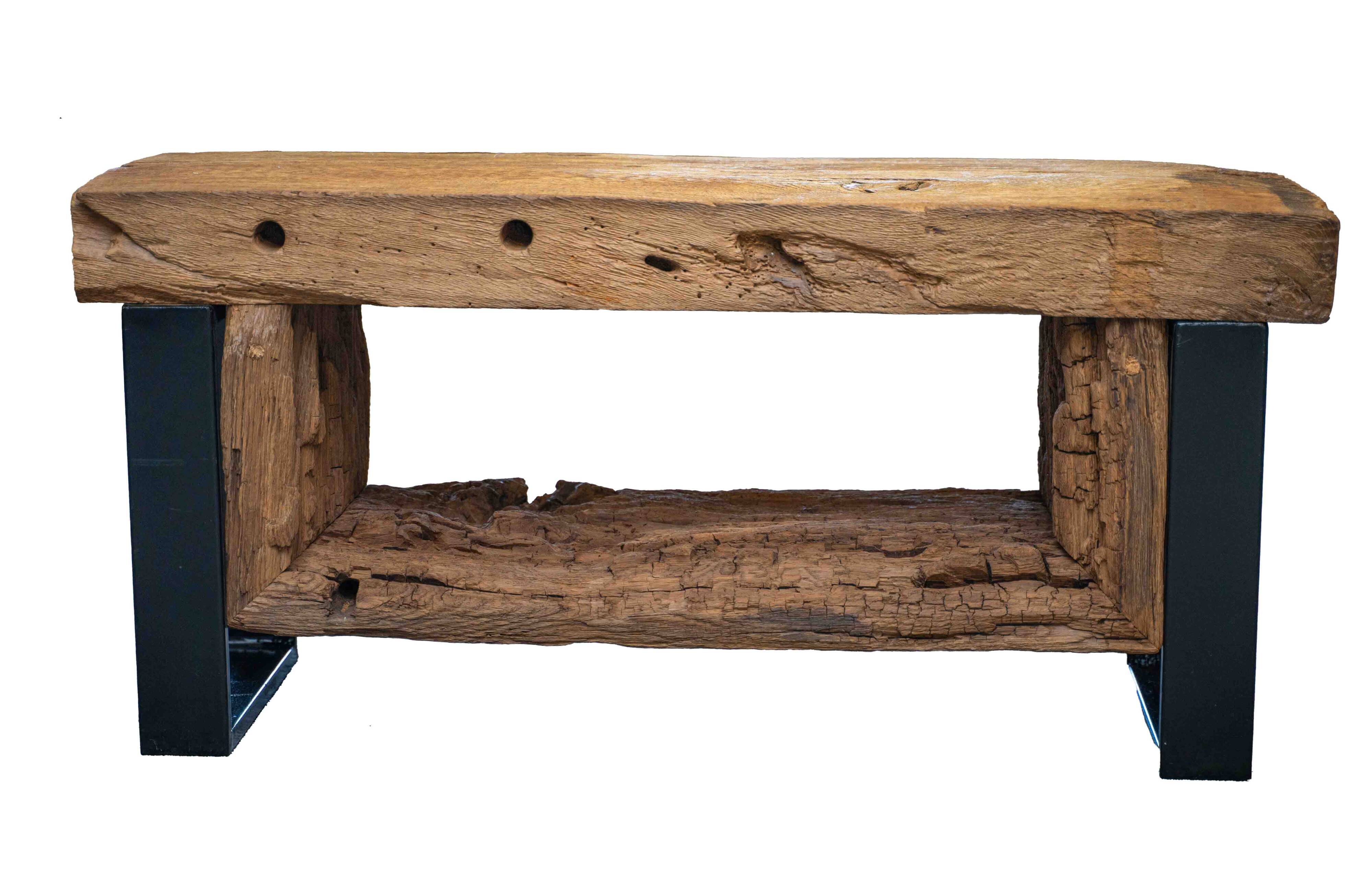 Rustic solid oak bench – 108×35×50 cm