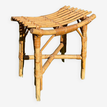 Tabouret rotin gondole vintage 1960