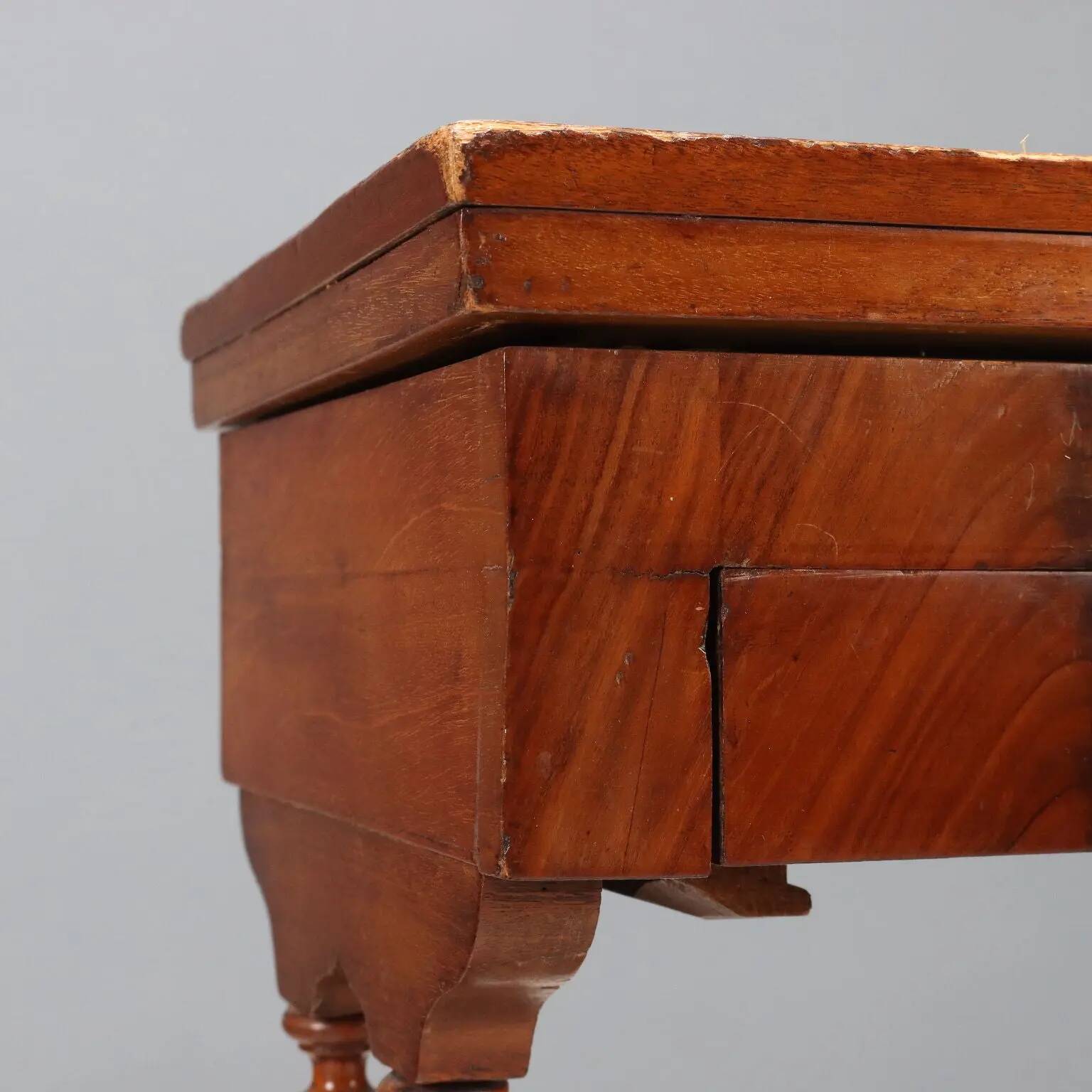 Antique mahogany sewing table with drawer, Italy, 19th century