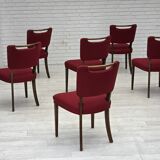 1960s, set of 6 pcs Danish dining chairs by Slagelse Møbelværk, wool.