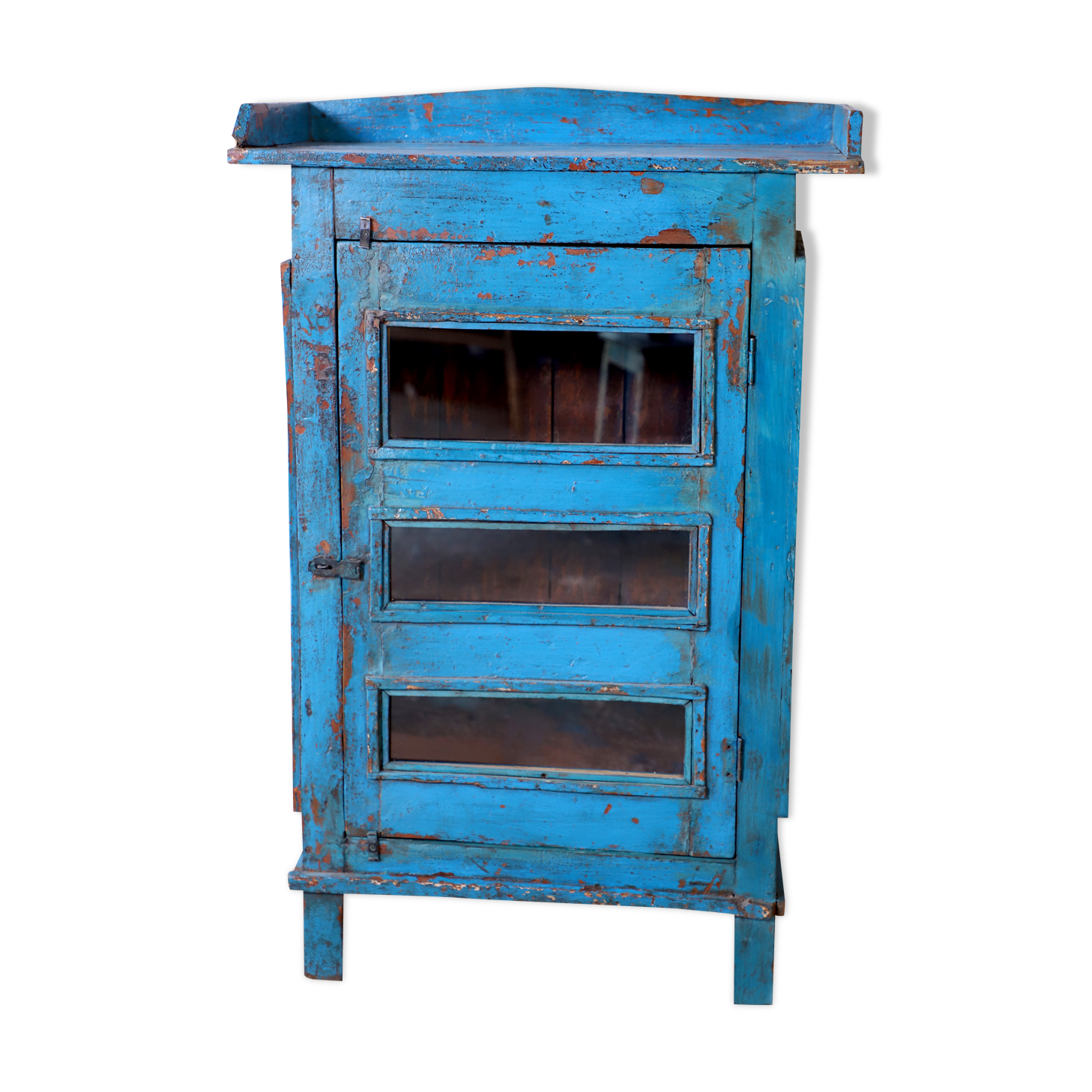 Buffet en teck birman avec patine bleue d'origine