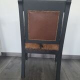 Character armchair in black wood and animal skin #CHMR
