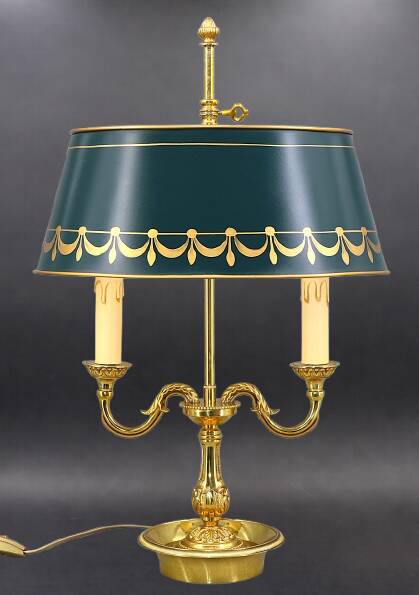 Bronze Bouillotte Lamp in Louis XVI Style with Two Lights "Lucien Gau"