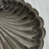 Large silver-plated metal dish, shell shape