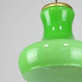 Big Mid-century Italian Brass and Glass Pendant Lamp