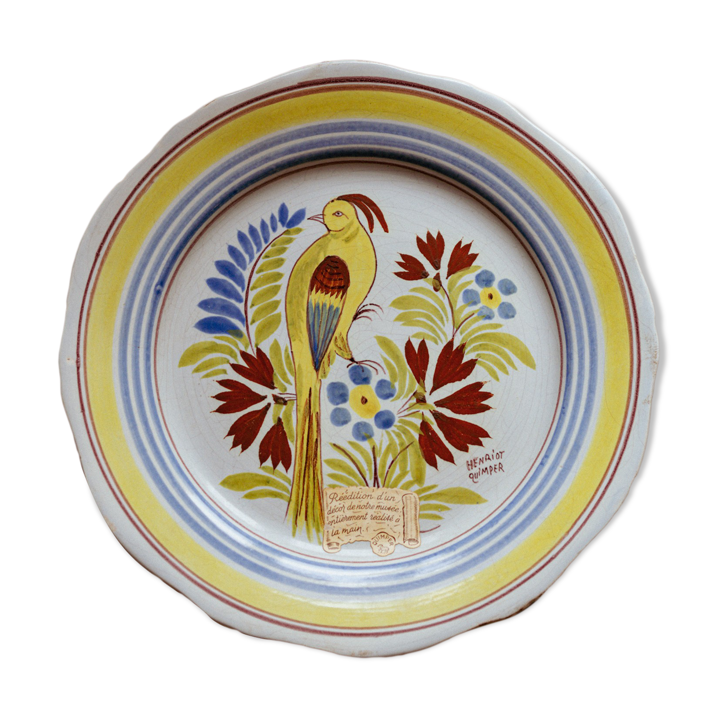 Bird plate Henriot Quimper