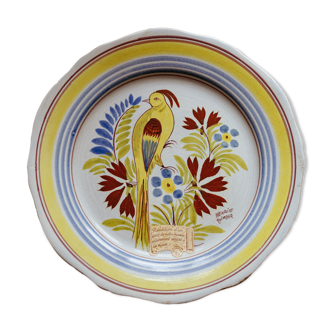 Bird plate Henriot Quimper
