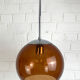 Pendant lamp ball Space Age amber glass chrome 1970s