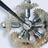 1970s german cosack sputnik dandelion hanging light chrome, glass