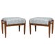 Pair of vintage stools in white and blue linen from the mid-century, Edmund Homa, 1960s.