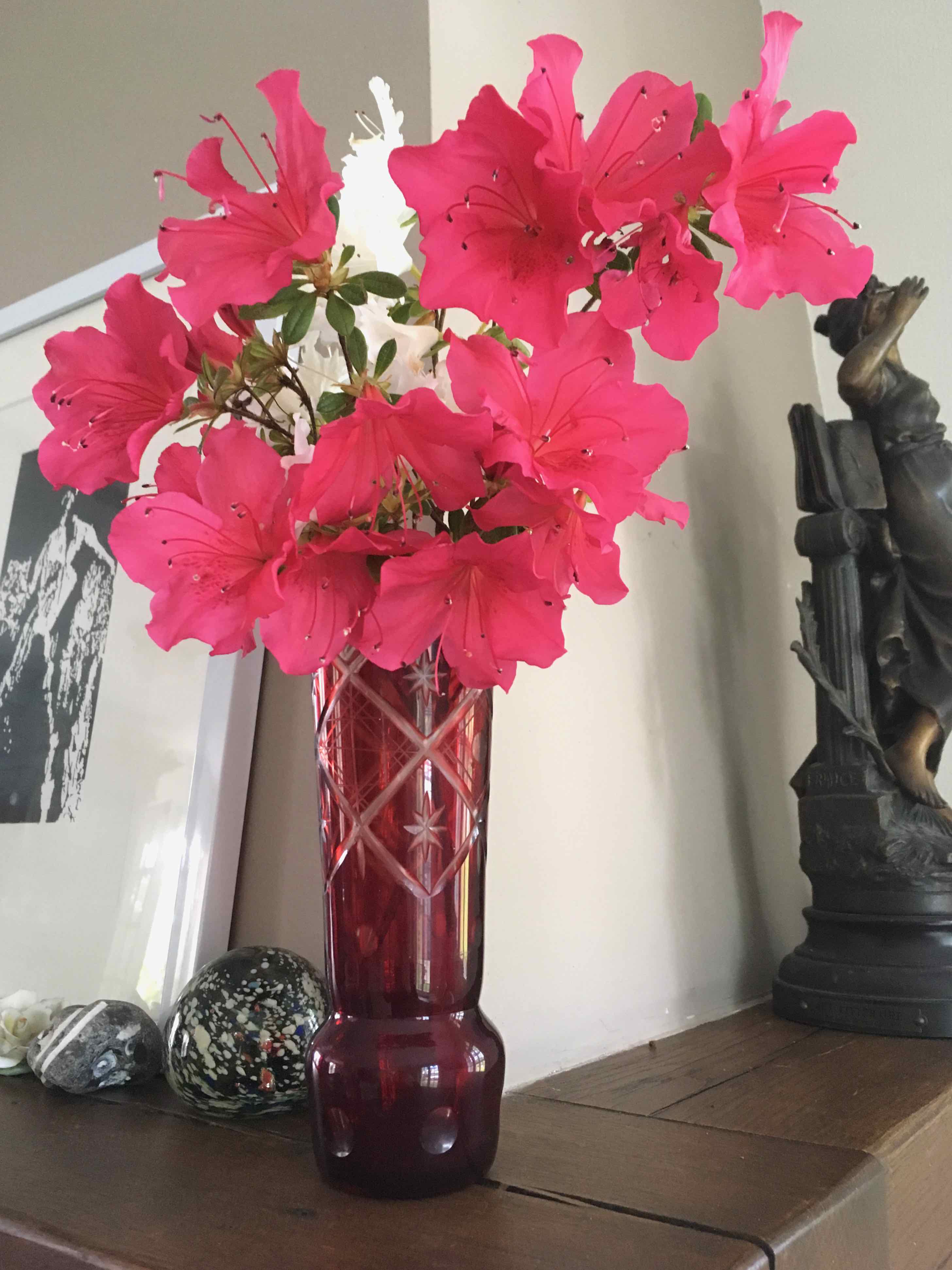 Carved Bohemian crystal vase