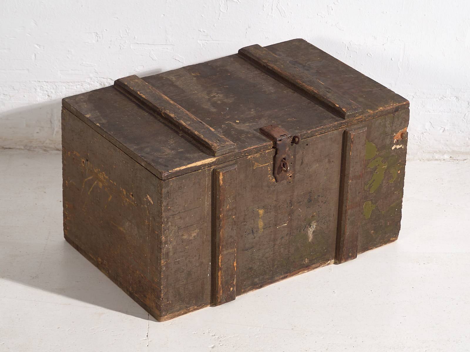 Small antique olive green chest (c.1920) #26