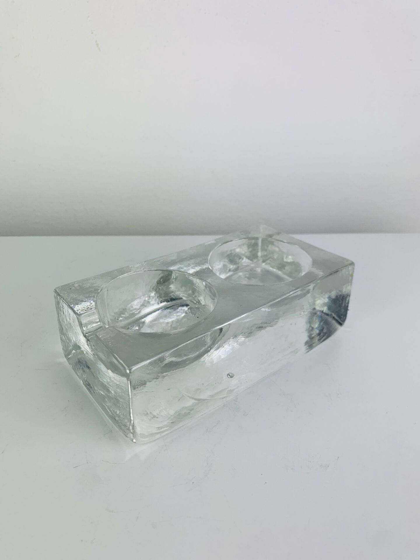 Vintage moulded glass "ice cube" catchall or ashtray
