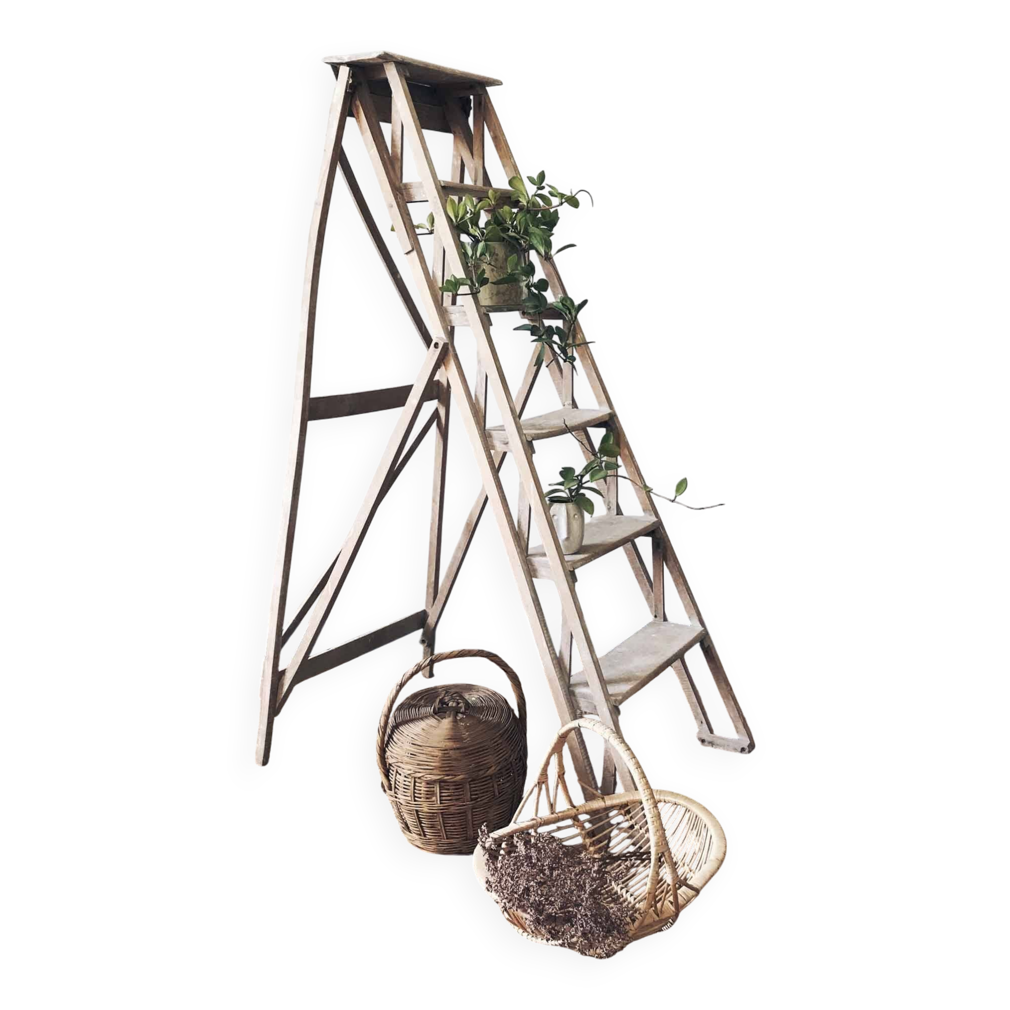Old wooden painter's step ladder