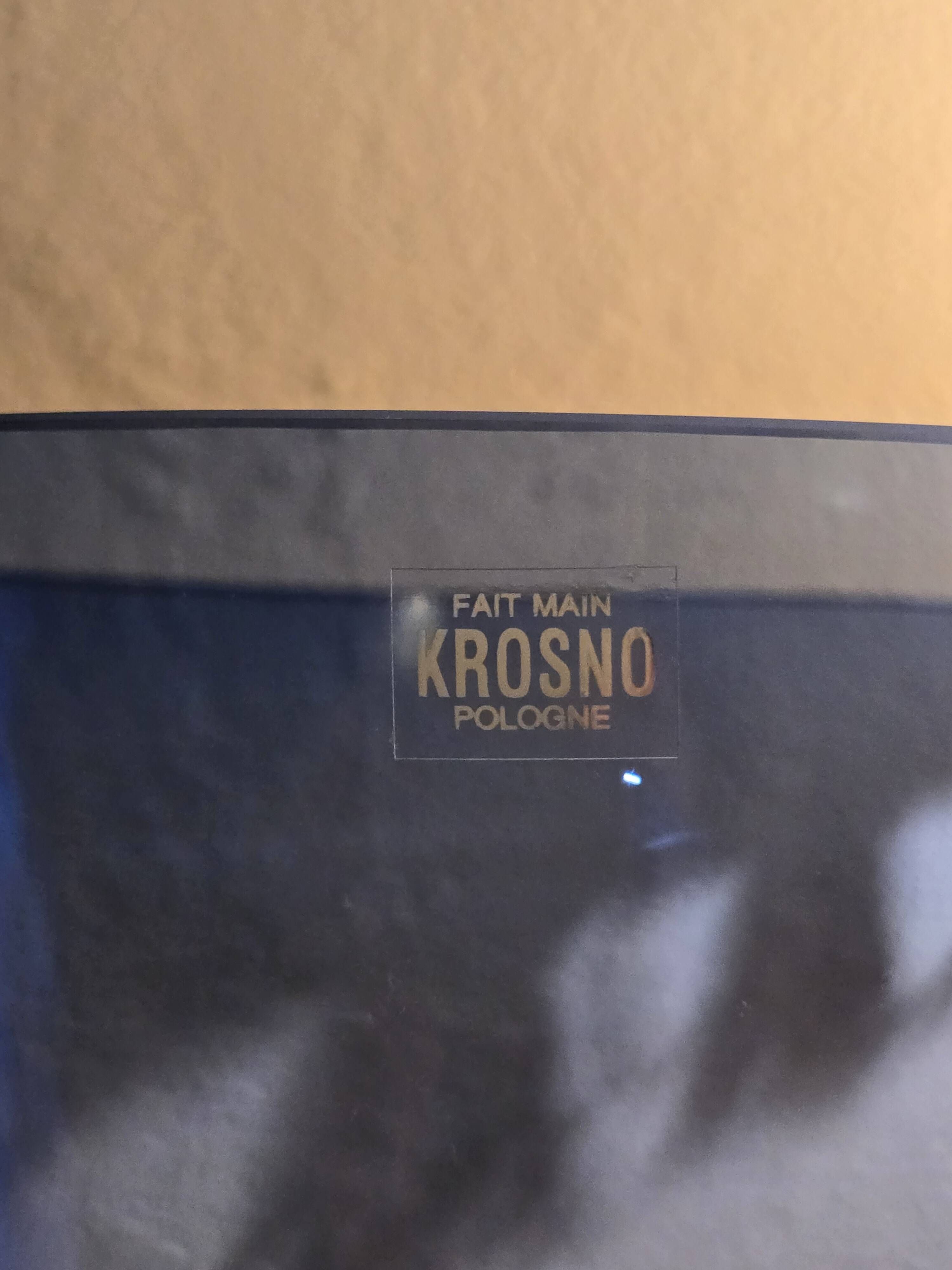 Large krosno vase from poland in blown blue glass, vintage variation.