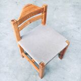 Brutalist Square Model Pine Dining Chairs, 1970s, Set of 6