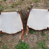 Pair of Louis X V style armchairs in green velvet
