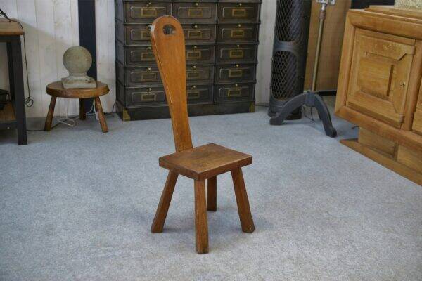 Brutalist chair in solid oak, 1950s