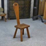 Brutalist chair in solid oak, 1950s