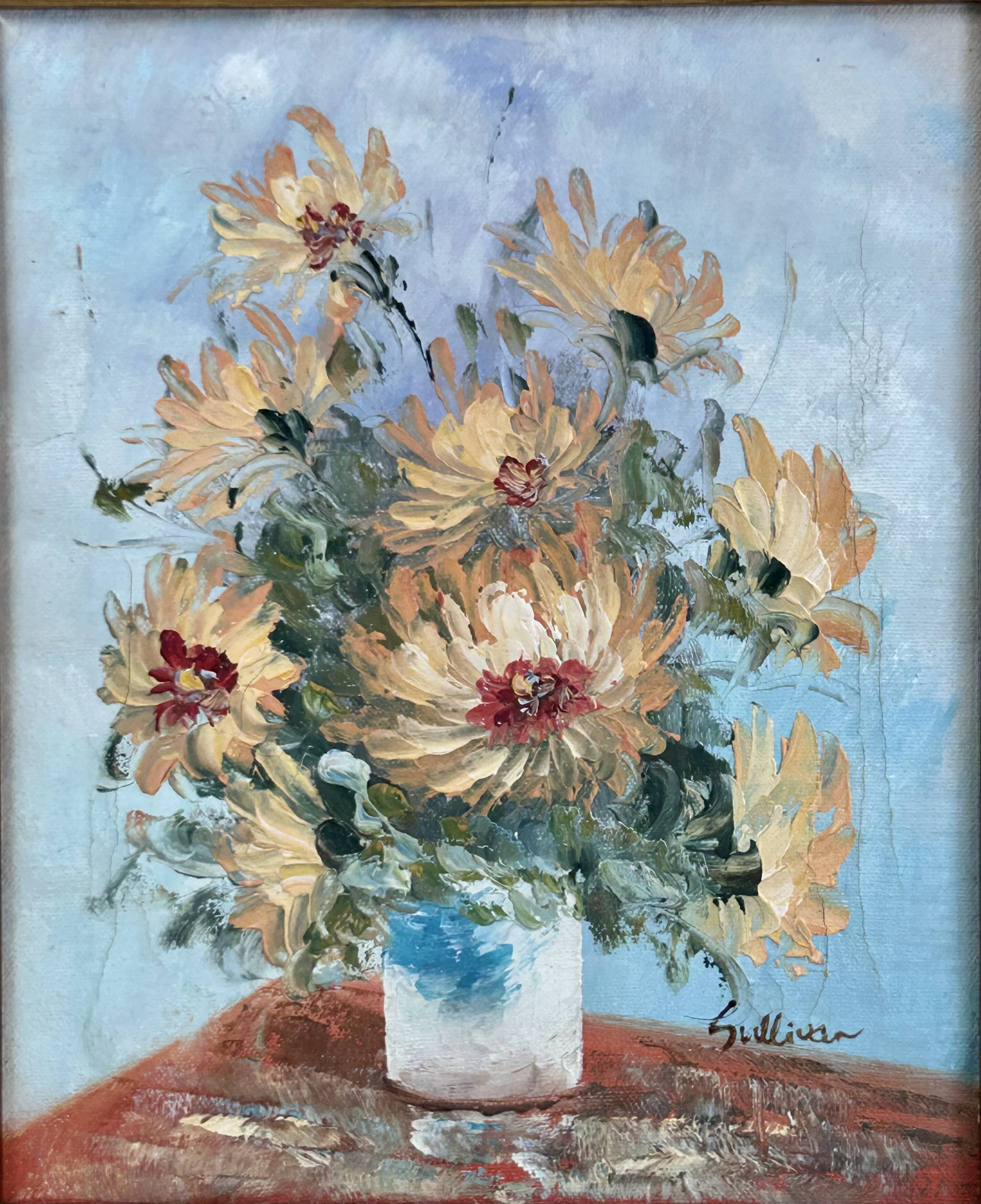 Oil painting on canvas, Bouquet of Flowers, Signed Sullivan