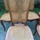 Vintage regency cherry chairs with canned backrests and seats