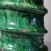 Large Tamegroute candlestick in green glazed terracotta, Morocco, 1960s-1970s.