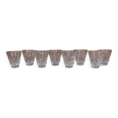 Lot de 8 verres à liqueur Arlequin en verre de cristal de Reims 1950
