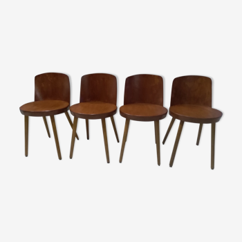Suite de 4 chaises tabourets Baumann année 1960
