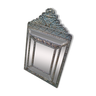 Antique mirror with copper moulding.