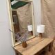 Antique mirror with beige patina