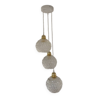 Triple pendant light with vintage globes