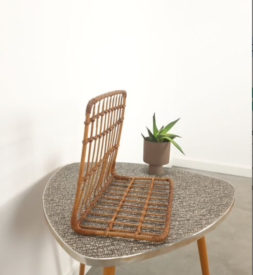 Vintage rattan wall shelf