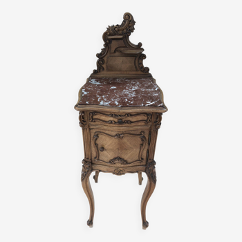Louis XV type bedside table with marble top