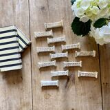 Set of 10 vintage art deco knife holders in white and gold ceramic