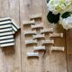 Set of 10 vintage art deco knife holders in white and gold ceramic