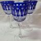 6 verres à pieds bleu cristal St Louis, 1970-80