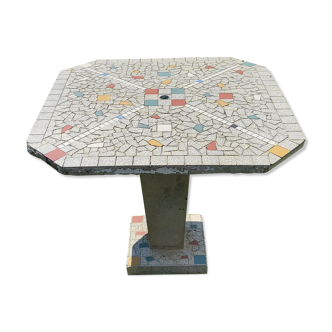 Cement and mosaic garden table from the 1960s