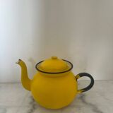 Vintage yellow enamel teapot made in Poland
