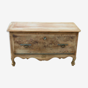 Louis XV style trunk in pickled solid wood