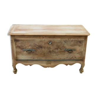 Louis XV style trunk in pickled solid wood
