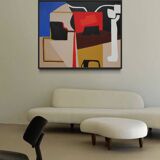 Original abstract art on stretched canvas 100X80cm by Bodasca