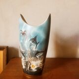 Vase à décor marin forme libre