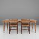 Wabi sabi style French dinner table in elm wood with drawer, ca. 1850