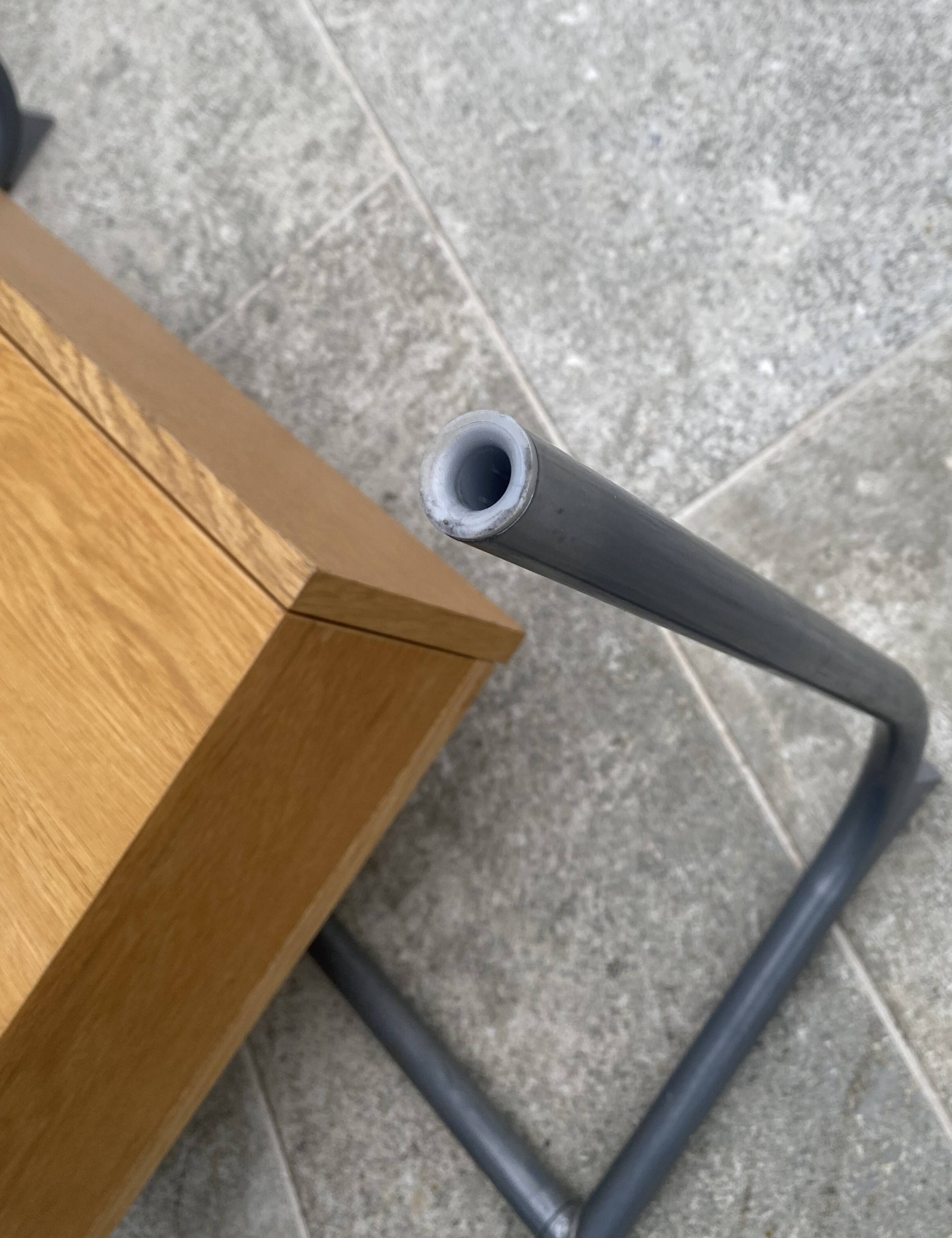 Table basse tubulaire en verre et bois, 1 tiroir, Ikea 1990