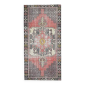 Tapis vintage turc Oushak fait main en laine et coton rose