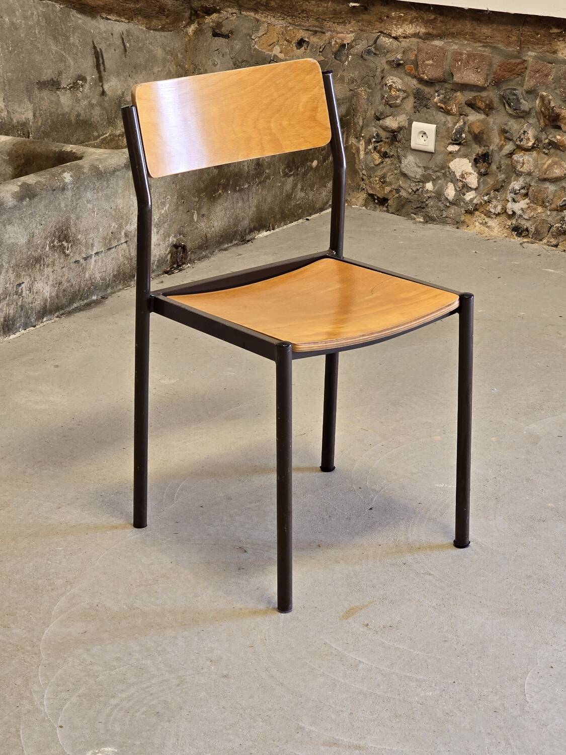 Designer wood and metal chair