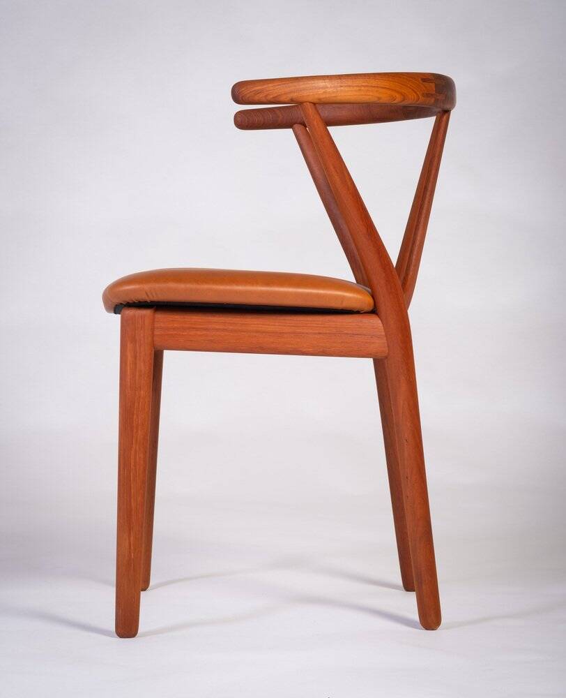 Dining Chair Model 255 Mid-Century in Teak and Leather by Henning Kjærnulf for Bruno Hansen, Denmark, 1960s