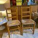 Paire de chaises en paille et bois vintage