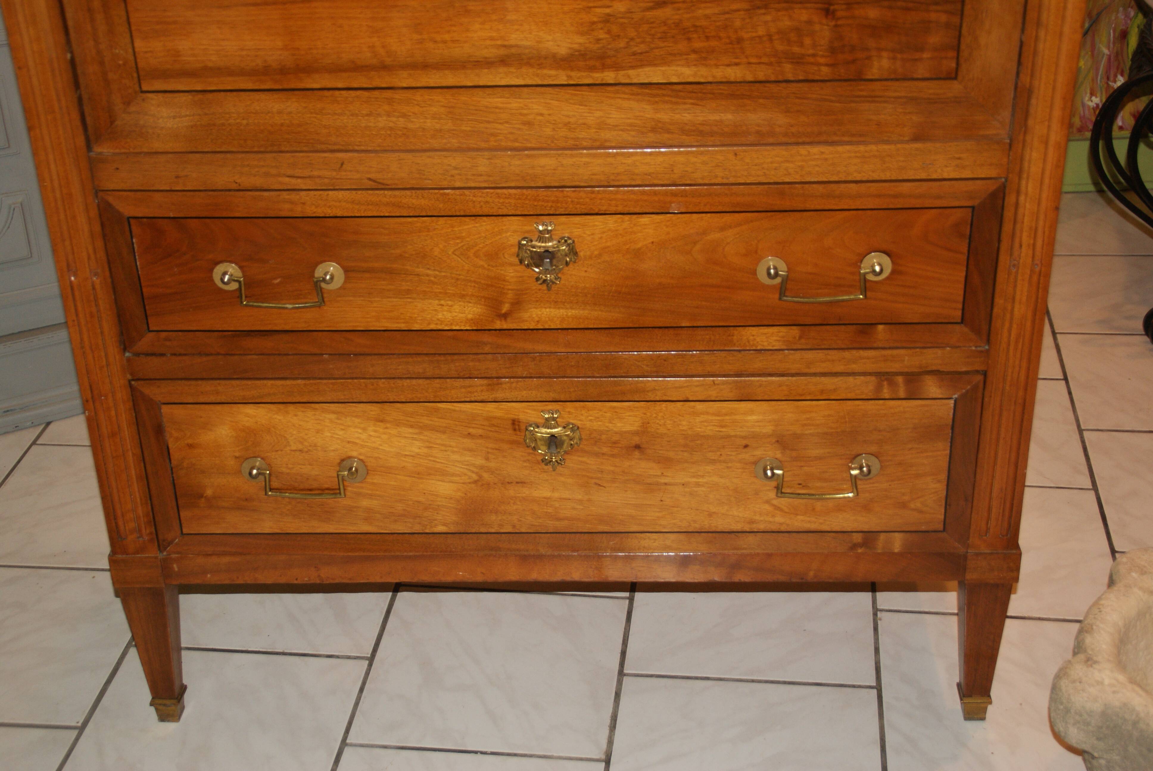 Louis XVI period light mahogany secretary